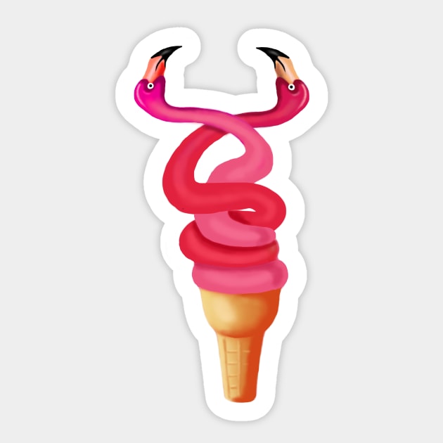 Tropical Floral Icecream, Love Flamingos Sticker by logiamerch